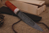 Северный нож большой "Хотохон" дамасская сталь. Рукоять карельская береза(Янтарь).